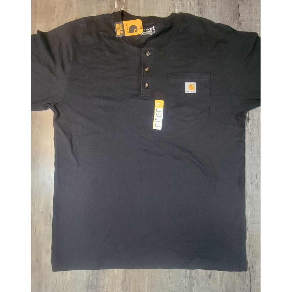Carhartt Mens Loose Fit Heavyweight Long Sleeve Pocket Henley Black K128 BLK M